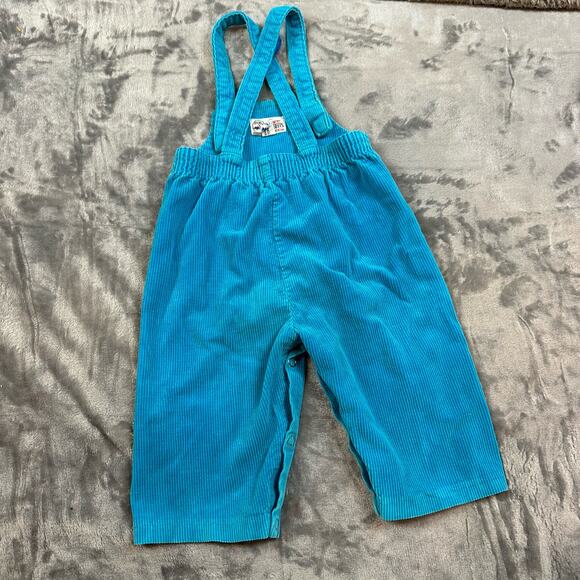 Vintage Two Rabbits Teal Corduroy Overalls Romber Baby Girl 12 Months - Picture 2 of 10